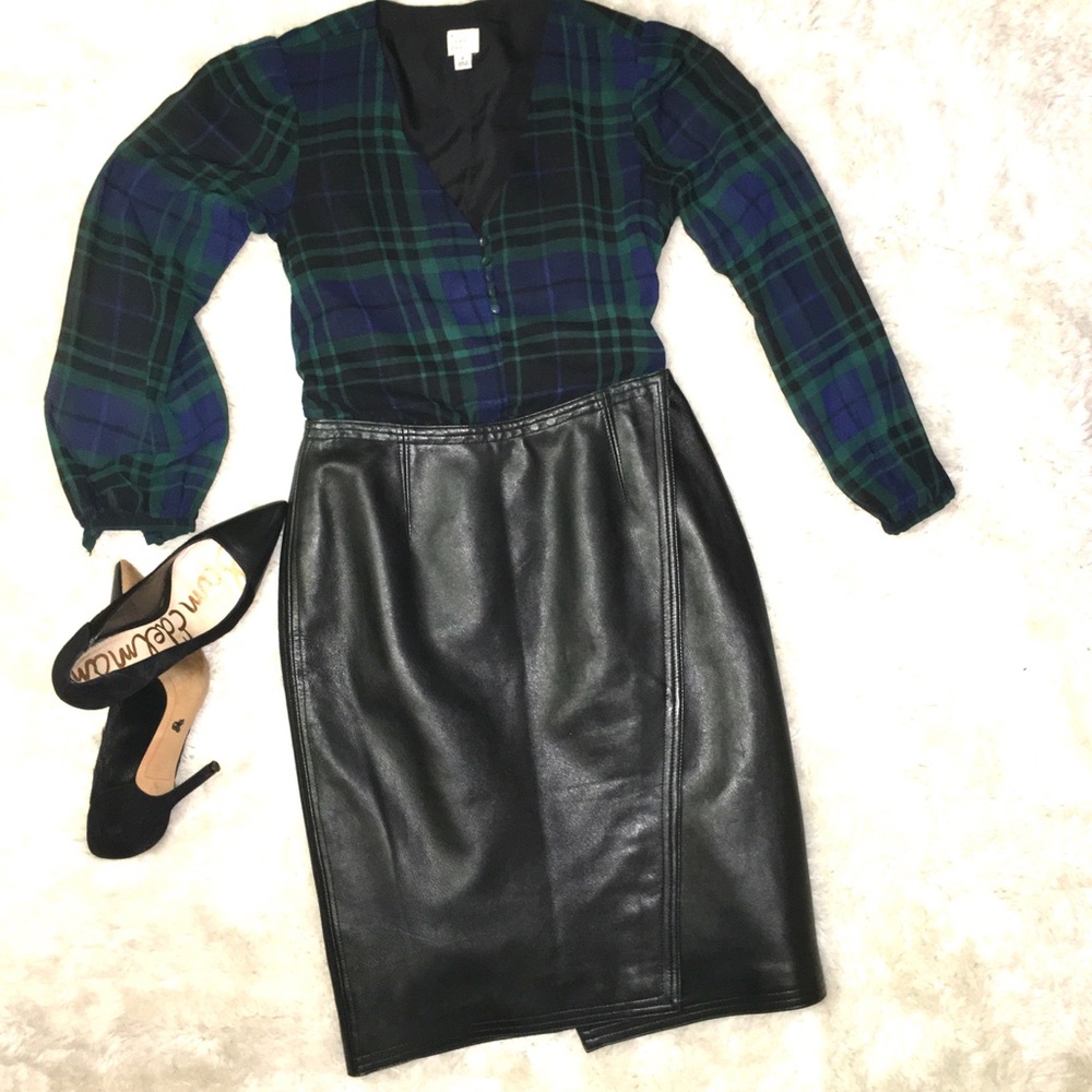 Genuine Leather Wrap Skirt